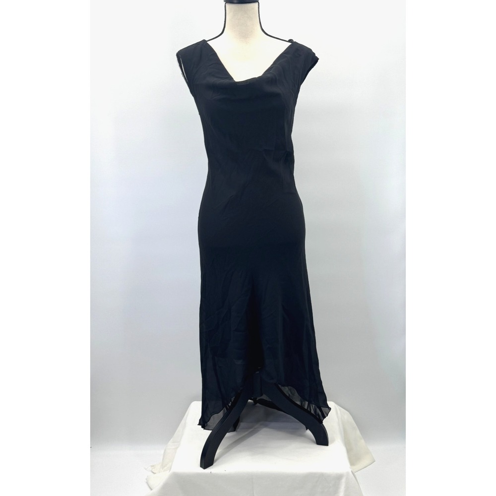 Vintage Y2K Whimsigoth City Triangle Cowl Neck Asymmetrical Dress 11 Lined Retro